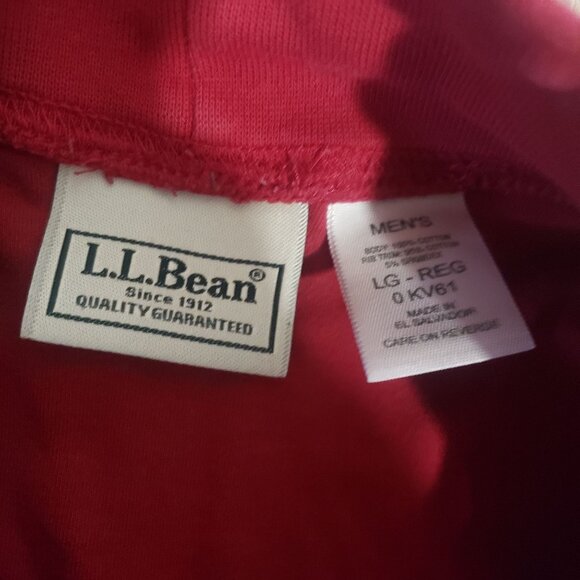 LL Bean Mens‎ Red High Neck Long Sleeve Shirt Size L Normcore Staple Casual - Picture 4 of 6